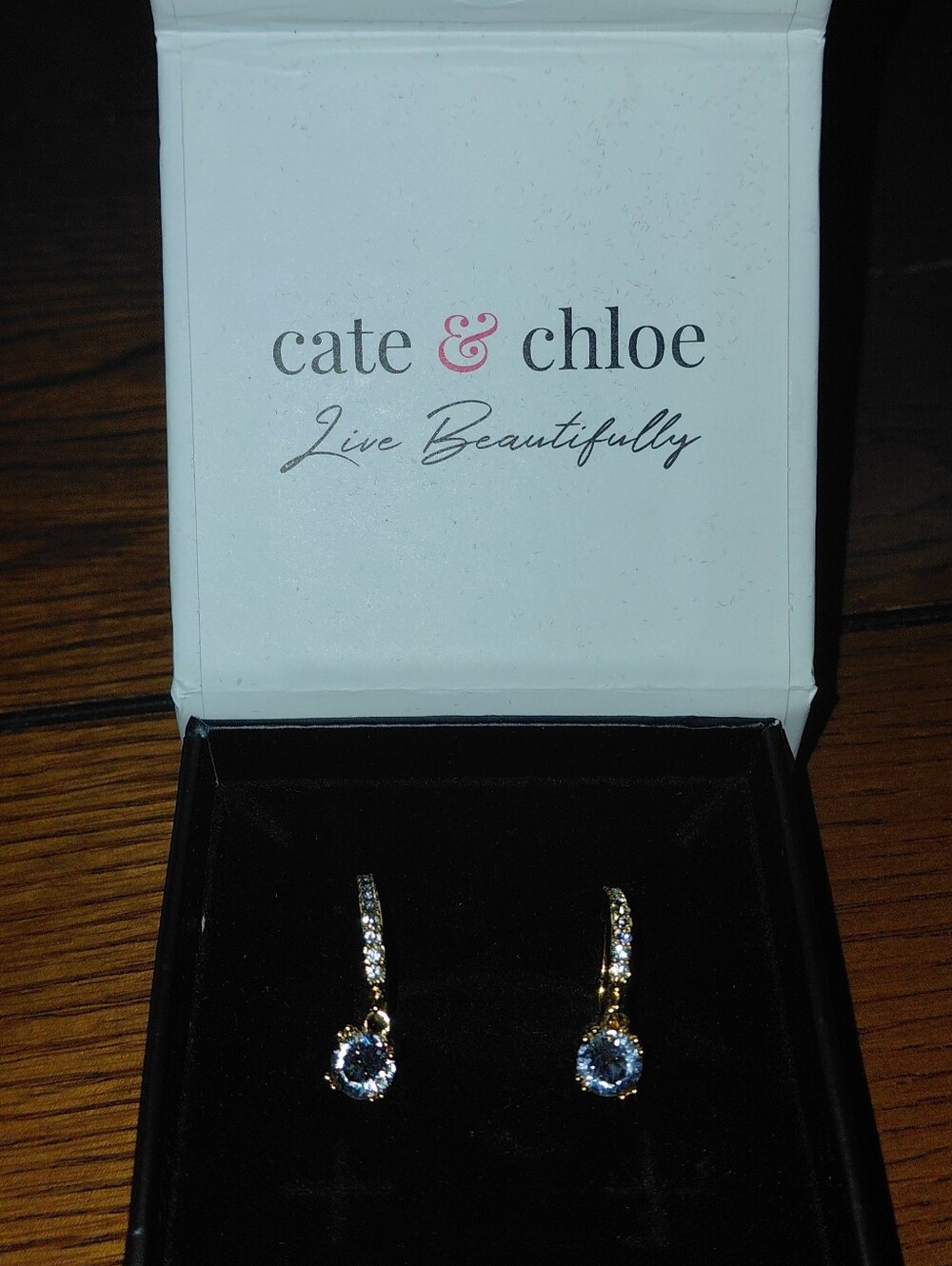 Cate & Chloe McKenzie "Charming" 18k Gold Plated Drop Dangle Earrings + Swarovsk